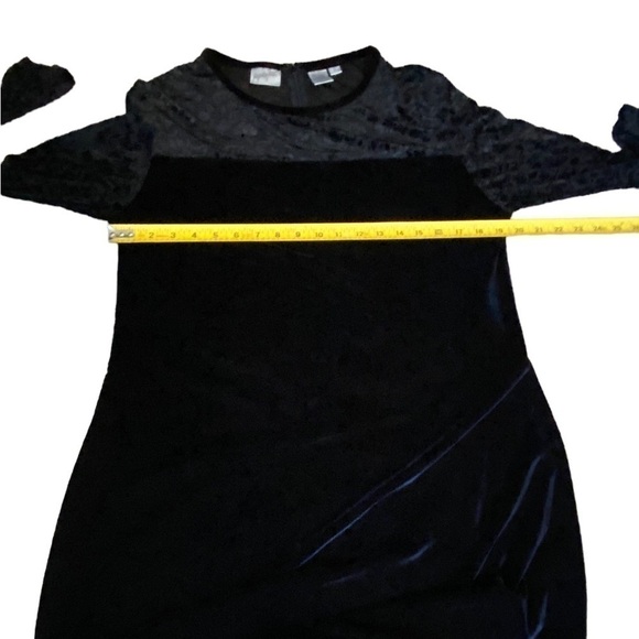 VINTAGE Jacqueline Ferrar Size 14 Black Maxi Velour Dress Sheer Lace De… - Picture 4 of 12